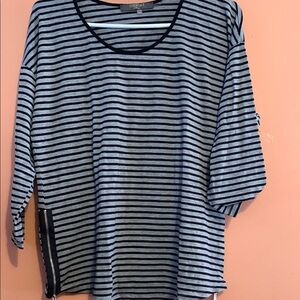 Women's Striped Black and Gray Top